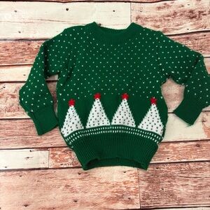 Vintage Classic Kids Emerald Green Knit Holiday Sweater